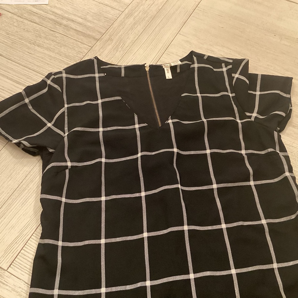 Japna Black and White Checkered Mini Dress